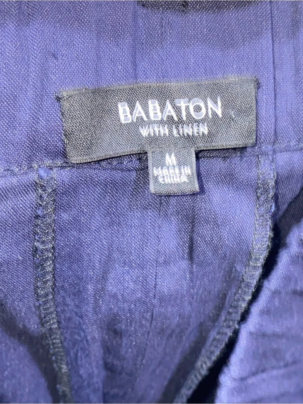 Aritzia Babaton Linen Blend Navy Blue Pull On Drawstring Trouser Pants